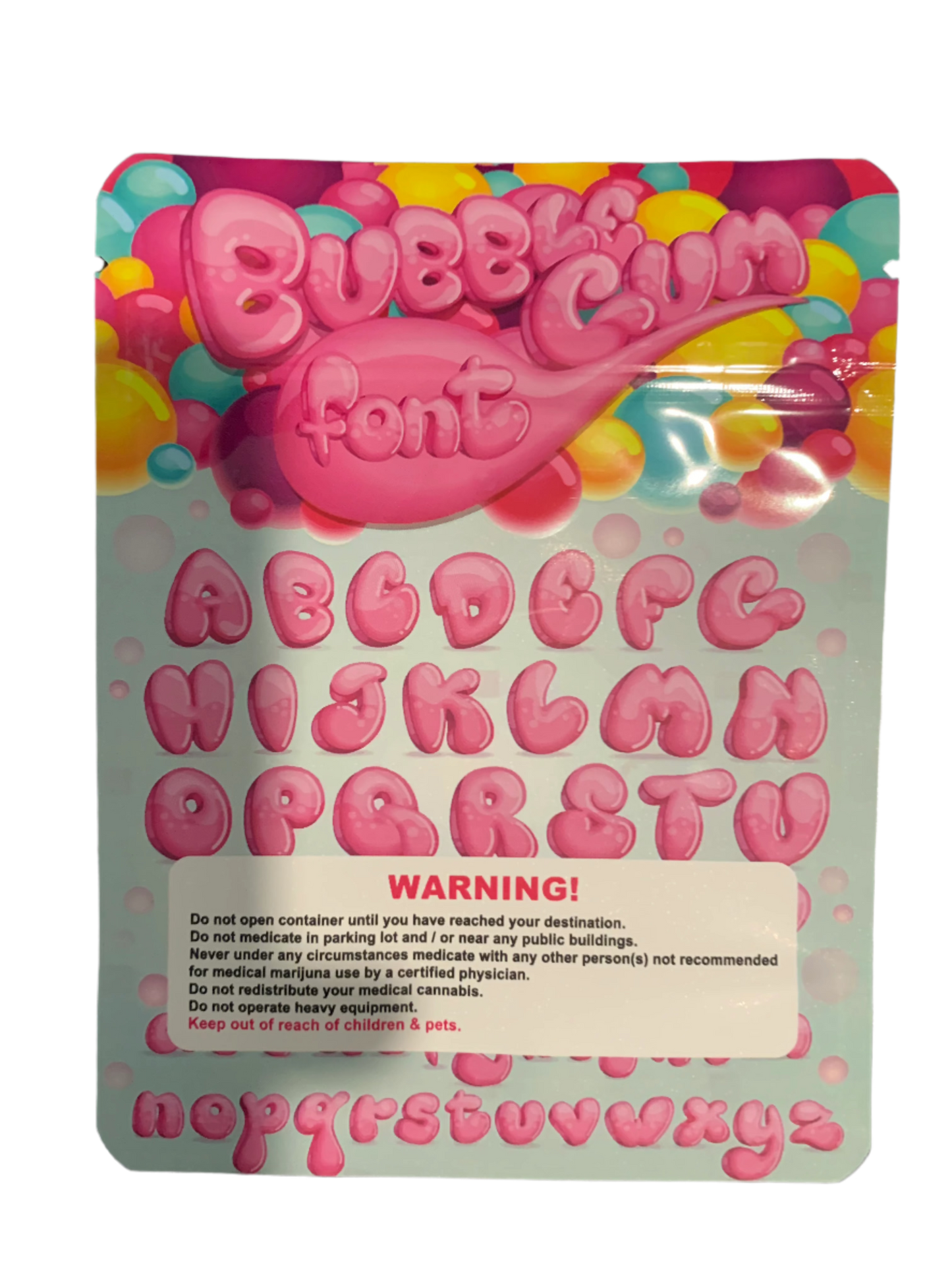 Bubblegum Font Mylar Bags 3.5g